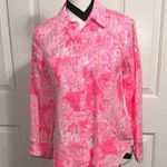Lilly Pulitzer  Pink Patterned Linen Button Down Shirt Photo 0
