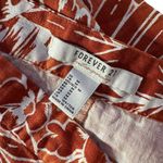 Forever 21 Tropical Print Linen Skirt Size M Knee Length Split Orange Coastal Photo 9