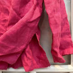 Kate Hill  Pink Fuchsia Sequin Linen V-Neck Embroidered Blouse Size  Large Petite Photo 7