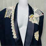 Harry Oliver fine trailer suit jacket blazer crochet Doiley detail & rhinestones Blue Size L Photo 6