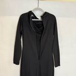 Gracia  Women's Wrap Midi‎ Black Solid Stretch Cowl Neck Size Large Goth Bodycon Photo 5