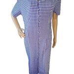 Coco Bianco Vintage Short Sleeve Checkered Long Button Up Dress Blue Size 12 Photo 0