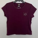 Harley Davidson Studded Baby TShirt Burgundy Size Large Red Photo 0