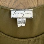 Spenser Jeremy Vintage 100% Silk Sleeveless Scoop Neck Shell Olive Green Large Photo 3