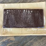Harold's Brown Crocodile Embossed Leather Clutch Photo 1