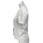 ZARA Women's White Blue Abstract Print Rope Short Sleeve T Shirt Tee Top Size S Photo 2