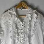 JP And Mattie White Cotton Ruffle Button Down Shirt Size Small Photo 3