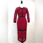 Alexis Randie Lace Midi Dress Dark Red With Black Trim Size S Photo 3