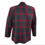 SAG HARBOR Vintage Tartan Plaid Single Breasted Wool Blazer Size 14 Christmas Red Photo 3