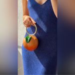 ZARA NWT  Box Style Orange Peach Clutch with Gold Handle & Chain Shoulder Strap Photo 3