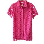 Umgee USA NWT Pink Floral Lace Mini Dress Short Sleeve Shirt Dress Womens Small Photo 8