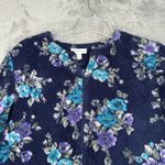 Miss Elaine Robe Womens Large Blue Floral Fleece Winter Housecoat Boho Granny Photo 4