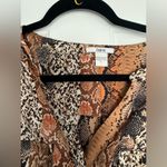Bar III  brown black SNAKE PRINT BLOUSE Shirt button top SIZE large Photo 3