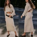 Free People  Milley Reversible sweatshirt Maxi Skirt Set Dusty Himalayan NEW Photo 1