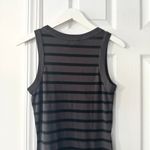 Michael Stars NWT Grey Black Eliza Wide Binding Tank Dress Stripe Oxide Black XS Photo 5
