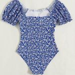 SheIn Ditsy Floral Print Ruched Bust One Piece Swimsuit Photo 0