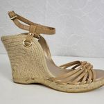 Self Esteem  Womens Sandals Size 9 Brown Cork Strap Slingback Wedge Heels Photo 0
