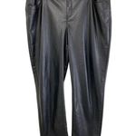 Chico's Faux Leather Ponte Slim Pants Size 16 S Classic Fit Black Coated Slimming Photo 3