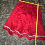 Rebecca Taylor Women’s Size 6 Red Textured White Rick Rack Trim Full Swing Skirt Photo 5