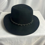 Forever 21  Fedora Hat Wool Black Silver Chain Photo 3