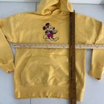 Disney Mickey Mouse Hoodie Yellow Embroidered Graphic Sweatshirt Women Small Photo 7