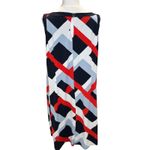 Ann Taylor  Navy Blue Red White Multi Geometric Sleeveless Sheath Dress XL‎ Photo 2