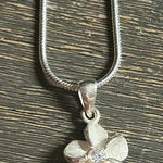 Sterling Silver Hibiscus Pendant & Chain CZ accents Pendant Necklace Photo 0