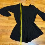 Women’s Black Gauze 3/4 Sleeve Shorts Romper V Neck Plunging Party Summer Vaca Size L Photo 6