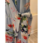 Trixxi Size S Womens Light Blue Floral Wrap Back Zip Up Lined Dress Photo 2