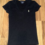 Ralph Lauren Polo  Y2K Women's XS Black V-Neck T-shirt Short Sleeves Fitted Photo 0