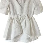 Givh Shyh Bright White Bridal Beaded Peplum Brocade Blouse Size 6 Photo 2