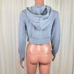 New Mix NWOT  Long Sleeve Zipper Front Cropped Hoodie Sweatshirt Sz MD Gray Photo 2