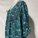 Band Of The Free New Floral Print Tassel Tie Babydoll Mini Dress Teal Size Small Photo 9