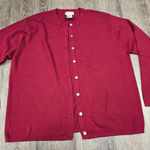 Talbots  Solid Dark Red Classic Thin Button Front Cardigan Sweater Silk Blend L Photo 0