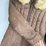 Vtg Bromleigh Womens Puffer Jacket Fur Collar Sz S/M Longline Tan Photo 6