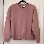 Aritzia TNA  Cozy Fleece Boyfriend Crew Sweatshirt Mauve Crewneck Sweatfleece L Photo 2