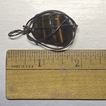 Tigers Eye Pendant Necklace Chakra Healing Stone Gold Wire Wrap Yellow Photo 3