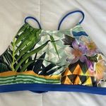 prAna Womens Bikini Top Medium M Floral Comfort High Neck Open-Back Cross Strap Photo 0