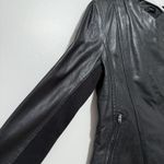 Mackage  Black Leather Moto Diagonal Zip Jacket Size XS Rib Sleeve Panel Photo 1