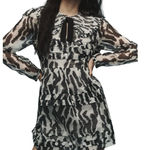 Anthropologie  Maeve Animal Print Sheer Ruffle Long Sleeve Mini Dress Size XXS Photo 0