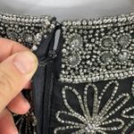 Adrianna Papell Papell Boutique Silk Beaded Top XL Black Silver 90s Evening Whimsigoth Event Photo 6