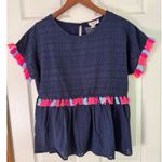 Andree by Unit Andree Eyelet Peplum Top Colorful Tassels Boho Chic‎ Blouse Size S Photo 10