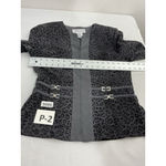 Jessica Howard Womans Animal Print Blazer Jacket 10 Zip Front Gray Black Photo 3