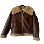 Mango MNG  Faux Leather Shearling Zip Jacket Women’s XS Winter Coat Photo 0