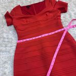 Escada Carmine Red Midi Bodycon Cocktail Dress Holiday Party Size M Photo 4