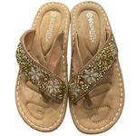 Spring Step Patrizia By  Embellished Tan Wedge Sandals Size 9 New Without Tags Photo 1