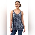 POL  Brown‎ Mocha Crushed Velvet V Neck Lace Trim Flowy Tank Size Small Photo 7