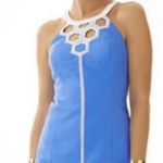 Lilly Pulitzer  Molly Blue White Cutout Hexagon Neckline Lined Mini Dress Small 2 Photo 0