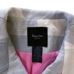 Smythe Light Gray Buffalo Check Cropped Bolero Swing Silk Linen Jacket Size 4 Photo 4