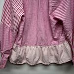 Free Assembly Striped Long Sleeve Ruffle Hem Womens Cotton Top Size XL Pullover Pink Photo 7